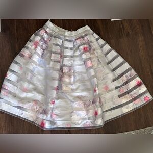 Ted Baker Rosaley Chelsea Grey Satin Organza Midi Skirt size 3 or 8 US